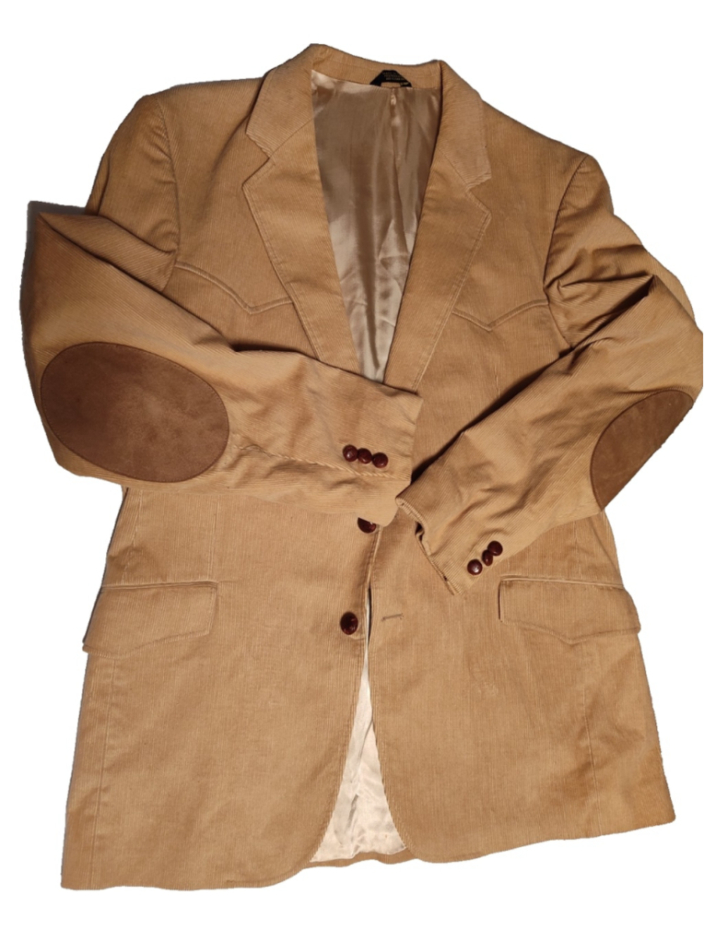 CAVENDER'S Western Wear Tan Corduroy Jacket with Sueded arm patches SZ 44L